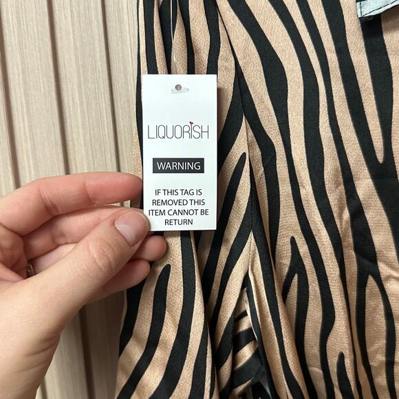 Liquorish Mixed Tiger Print Midi Shirt Dress with Tie Belt Size 6 - Picture 6 of 10